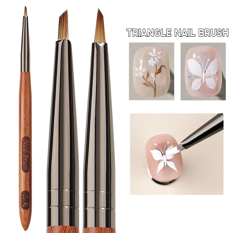Triangular Nail Art Brush Pen 3D Tips Pattern Phototherapy Acrylic Nail Brush UV Gel DIY Manicure Tools Wood Handle Brushes nail art pens nail art brushes nail brushes nail art tools gel nail tools