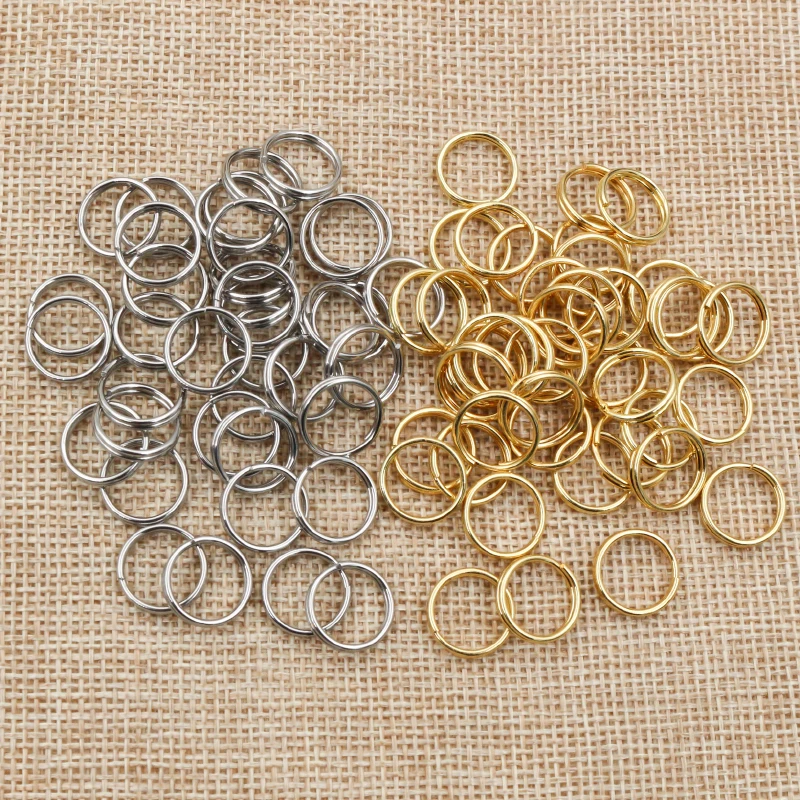 50/100pcs/lot 4-12mm Stainless Steel Open Double Jump Rings for Key Double Split Rings Connectors DIY Craft Jewelry Making