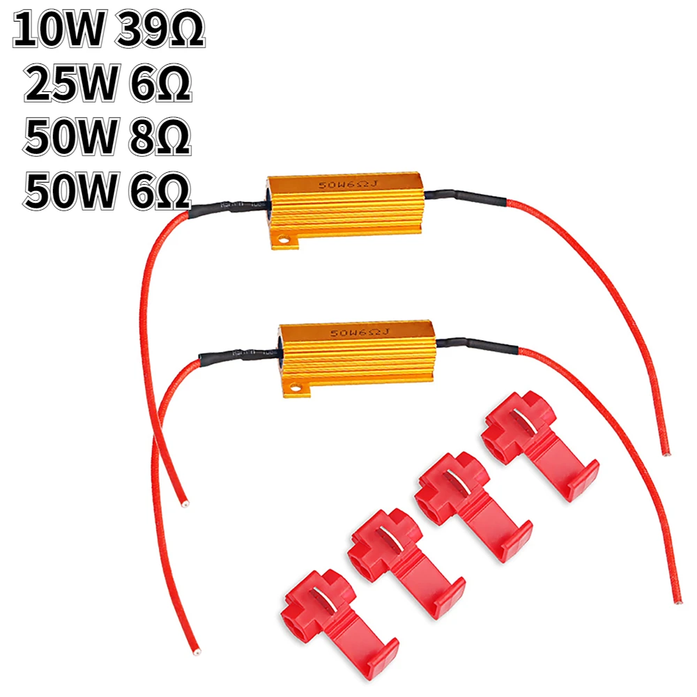 

1Pair Anti-Flicker Adapter Waterproof 39ohm 10W Load Resistor Anti-Flashing Resistance Decoders for Reverse Light Signal Lamp