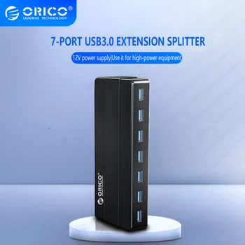 ORICO 4 7 포트 USB 3.0 고속 허브 12V 전원 어댑터 USB 분배기 OTG 어댑터 데스크탑 노트북 컴퓨터 액세서리