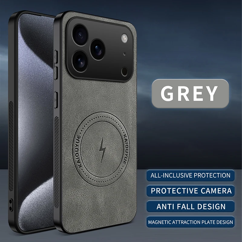 Luxurious Skin-Friendly PU Leather Magnetic Case with Shockproof Wireless Charging Capability