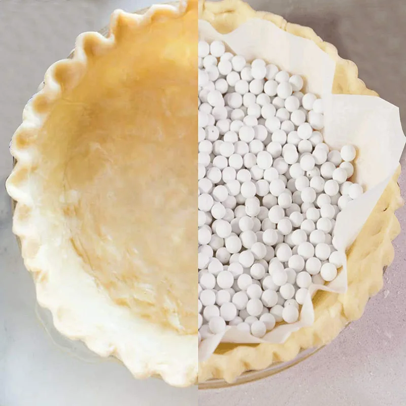 10mm White Pie Weights with Canvas Bag Ceramic Pie Crust Weights Pan Stoneware for Blind Baking Pastry Baking Beans Beads