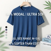 T-shirt à Manches Courtes et Col Ras du Cou pour Homme, 94% Modal, 6% IQUE dex, Solide, Sous-Vêtements Décontractés, Marque de Haute Qualité, Vêtements d'Été, Nouveauté 1