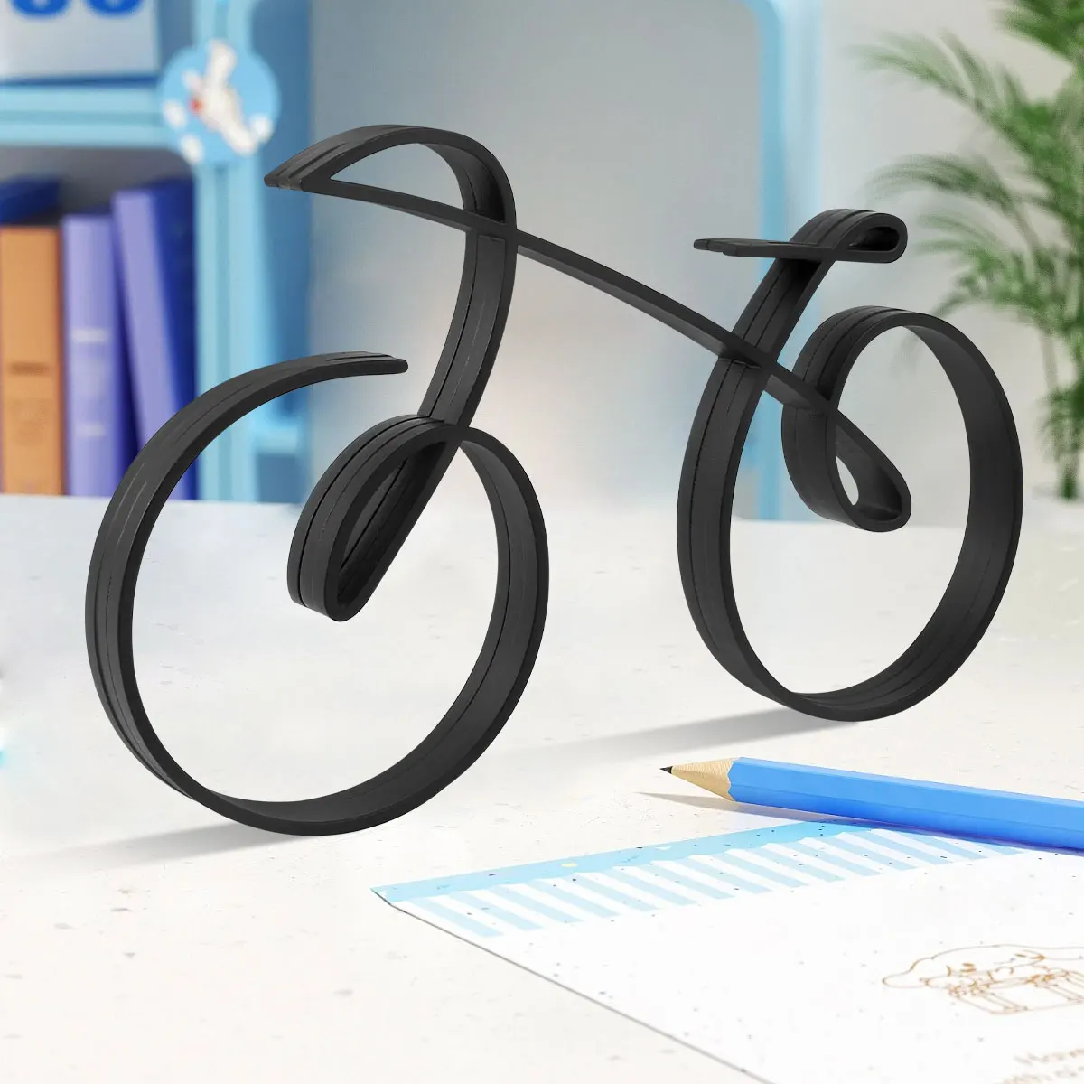 

Украшение для велосипеда с проволочной рамой, Минималистичная велосипедная скульптура, железная велосипедная Художественная Скульптура, украшение, черные украшения для велосипеда