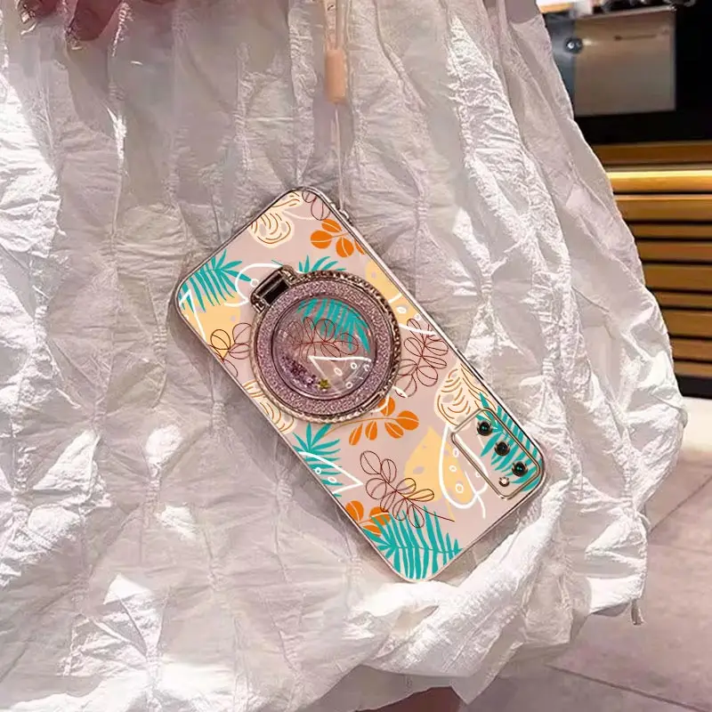 Elegant Line Leaf Plating Phone Case Cover