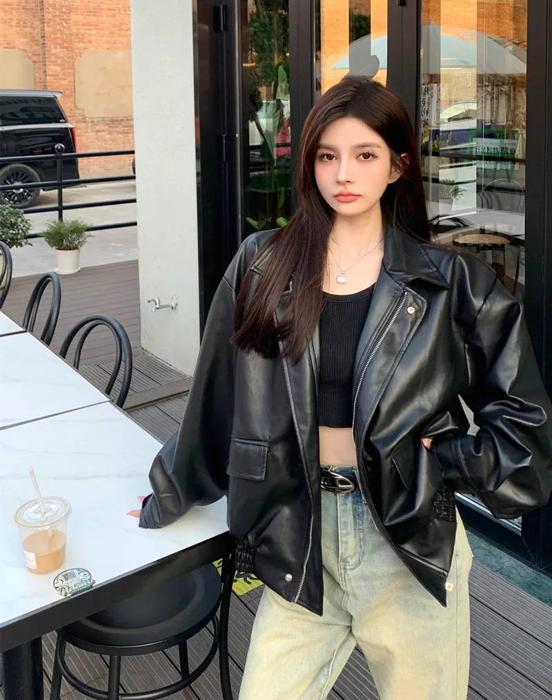 黒レザージャケット ジッパー付き ZIP-UP LEATHER JACKET ジップアップレザージャケット｜COS コス