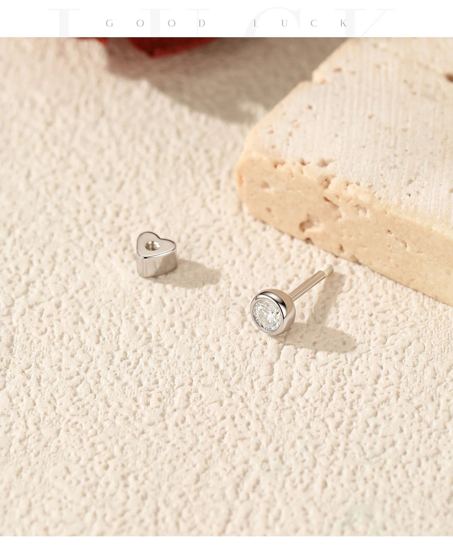 MODIAN D Color Moissanite Cartilage Stud 925 Sterling Heart Screw Stud Earrings Stackable Unisex Stud Earrings For Women Jewelry