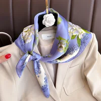 2023 Fashion Luxury Brand Designer Silk Scarf Square for Women Satin Shawls Scarves Hjiab Bandana Hair Band Wrist 70*70cm 2