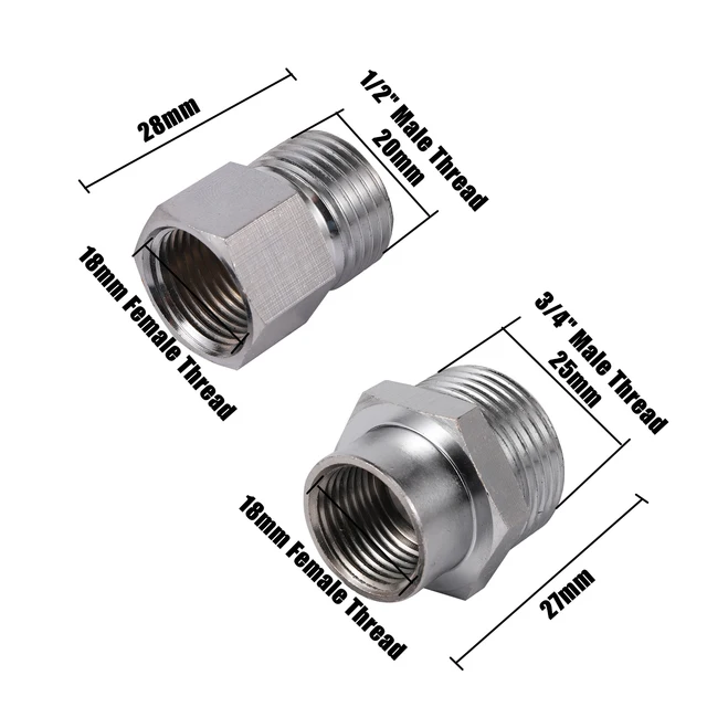 M18 - 1/2 "3/4" Férfi Szál Adapter Nikkel Bevonatú Rézszál Csatlakozó 18 Mm -Es Vízszivattyúcsökkentő Vízvezeték -Szerelvények - Image 2