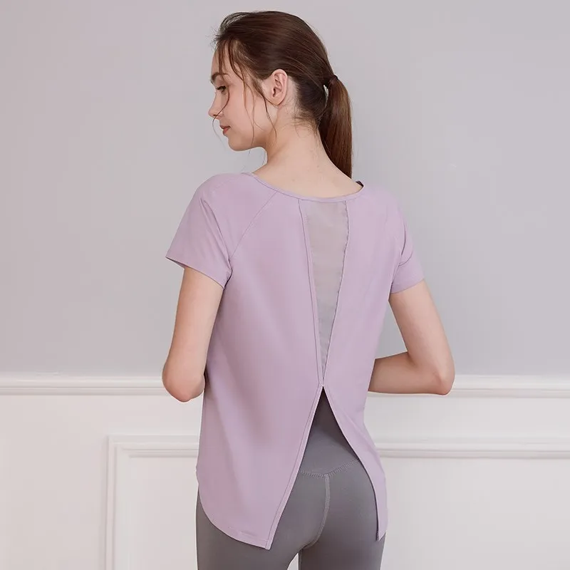 Summer Sexy Mesh Breathable Sport Tops New Short Sleeves Light Weight Running Gym T-shirt Women Slim Workout Yoga Shirts 