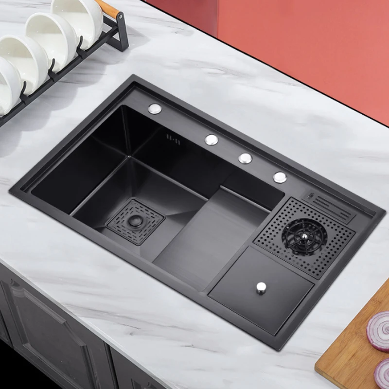 850500mmStainlessSteelCupWasherSinkKitchenMultifunctionalBlack