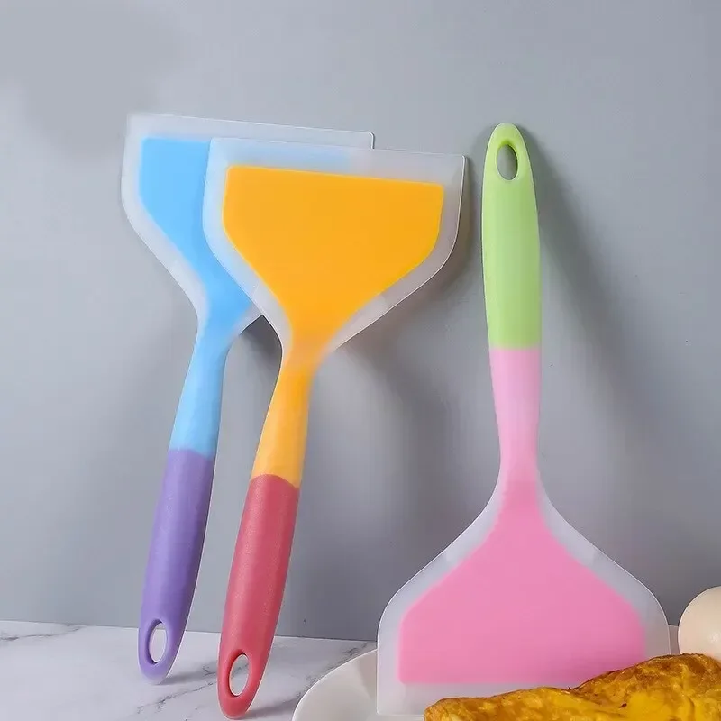 Pancake Spatula Kitchen Spatula Ware Scoop Cooking Utensils Colorful Silicone Kitchen Scraper Beef Meat Egg Wide Pizza Cooking Tools Shovel