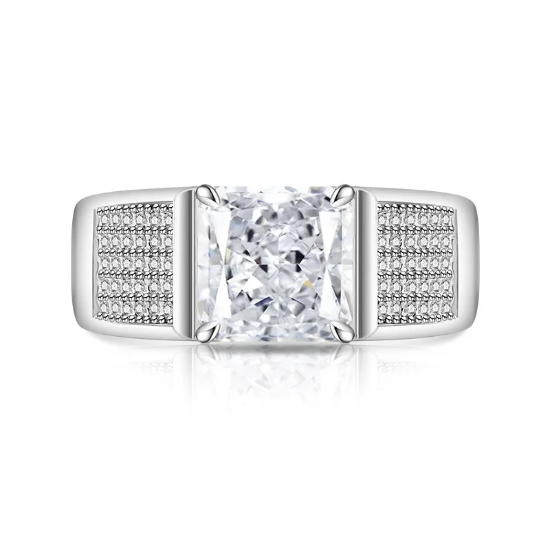 925 Sterling Silber Eisblumen-Schliff Kristall Zirkon Herrenring Geburtstag Jubiläum Hochzeit Party Geschenk – Detail 3