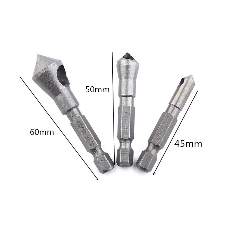 

3PC Wood Chamferer British Diamond with Hole Rose Reamer Deburring