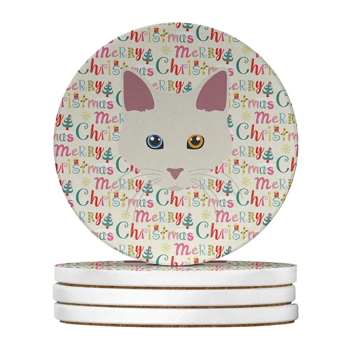 

Подставки из песчаника Aphrodite Giant Cat Christmas, 4 дюйма x 4 дюйма