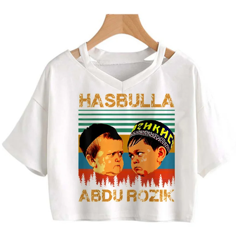 

hasbulla crop top female graphic tees women couple grunge tshirt ulzzang
