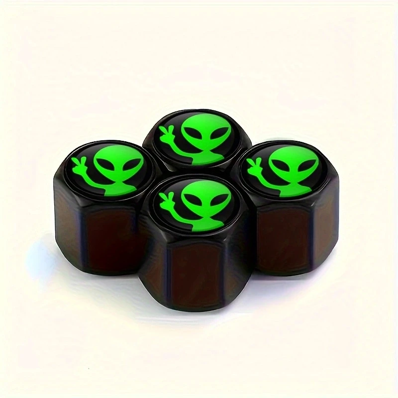 4pcs Alien Car Wheel Tire Valve Cap 5