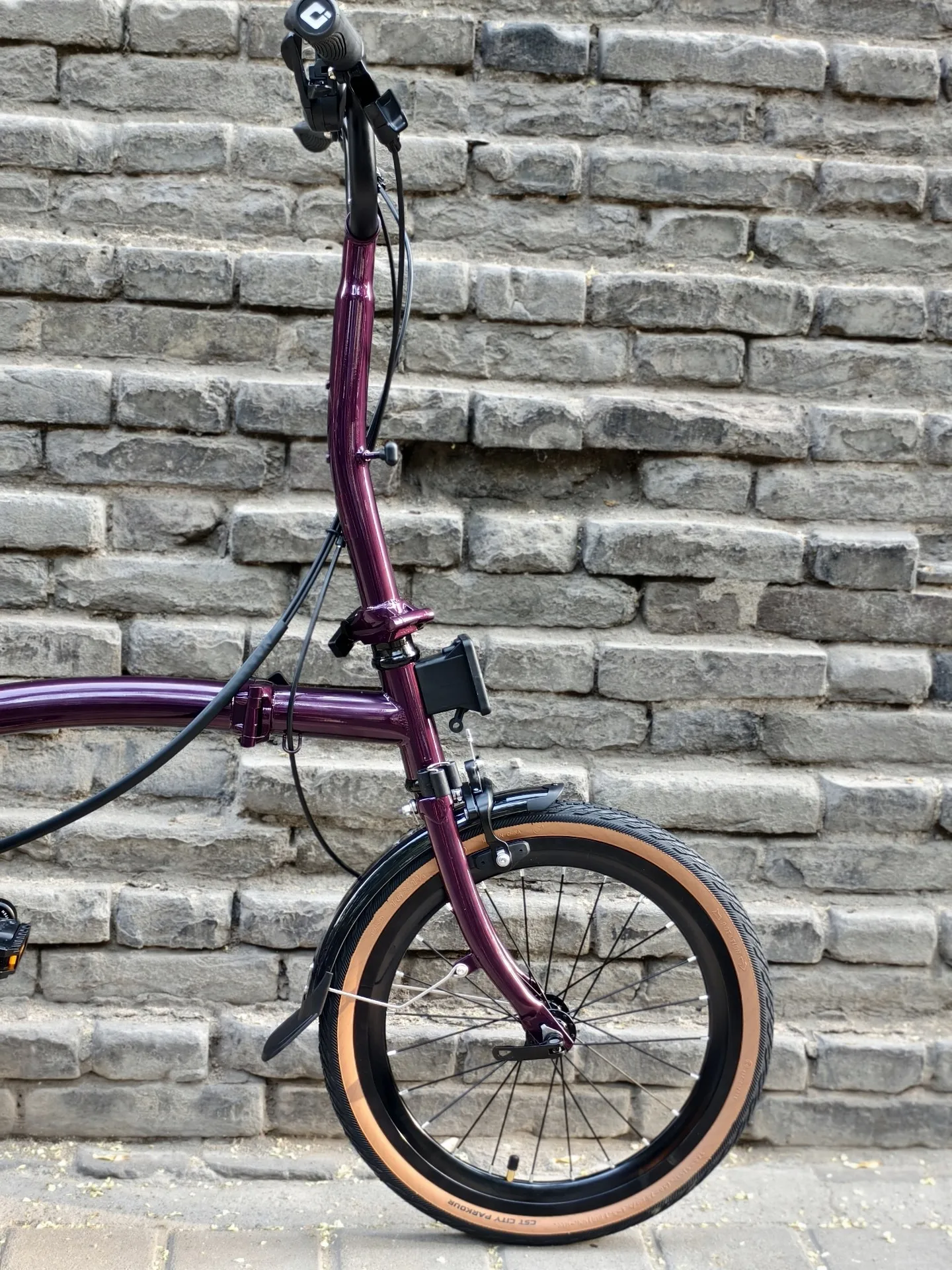 CRANSTON R9 Lila 16 Zoll 9-Gang C-Brake Tragbarer 4130 CRMO Dreifach gefalteter Rahmen 349-Rad Retro-Faltrad M/S-Lenker 6