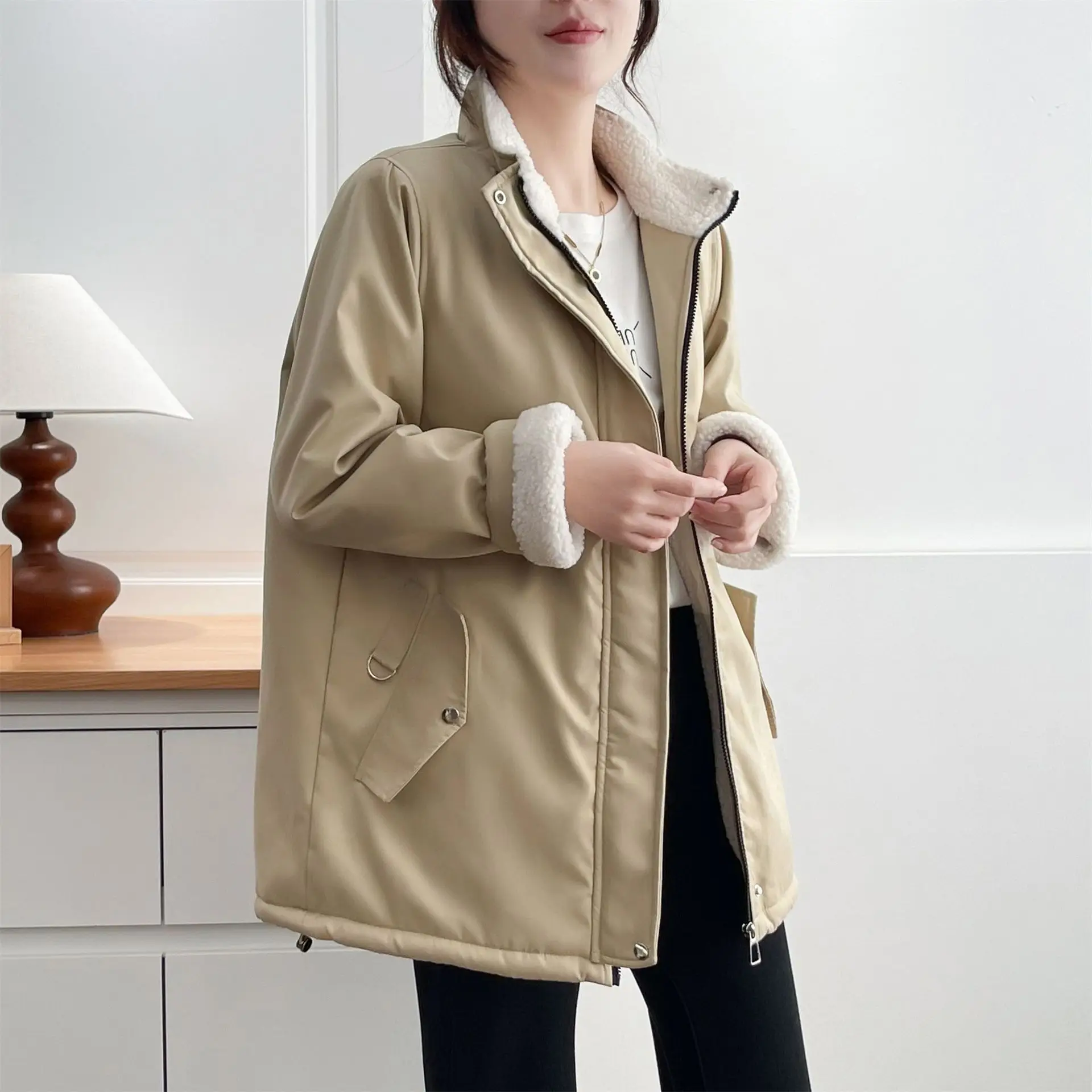 XXXXXL Fashion Plus Size Women's Parkas Winter New mid-length stand-up Collar Padded Jacket Fleece Warm Coat 2518