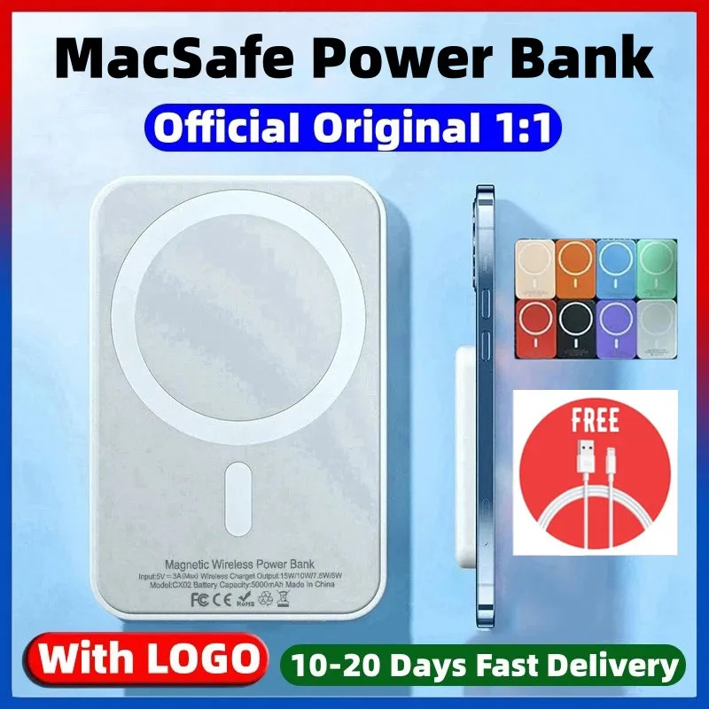 10000mAh의 새로운 오리지널 1: 1 Macsafe 보조배터리는 iPhone 15 15Pro Max 15Plus C형 외장 배터리에 적합한 자성 무선 보조배터리이다