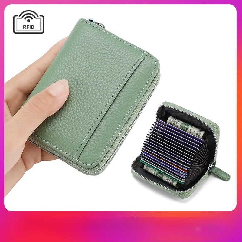 

RFID Anti-theft Brush Organ Card Bag Unisex Card Holder Multi-function Zipper Small Wallet Driver's License Card Bag