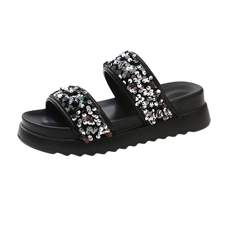 

Сандалии женские на платформе, элегантные босоножки средней длины, обувь на плоской подошве, дизайнерские тапочки