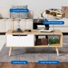 Modern Wooden Coffee Table with Storage, Minimalist Hallway Mid Century Cocktail Table for Living Room Apartment Reception, Oak 4