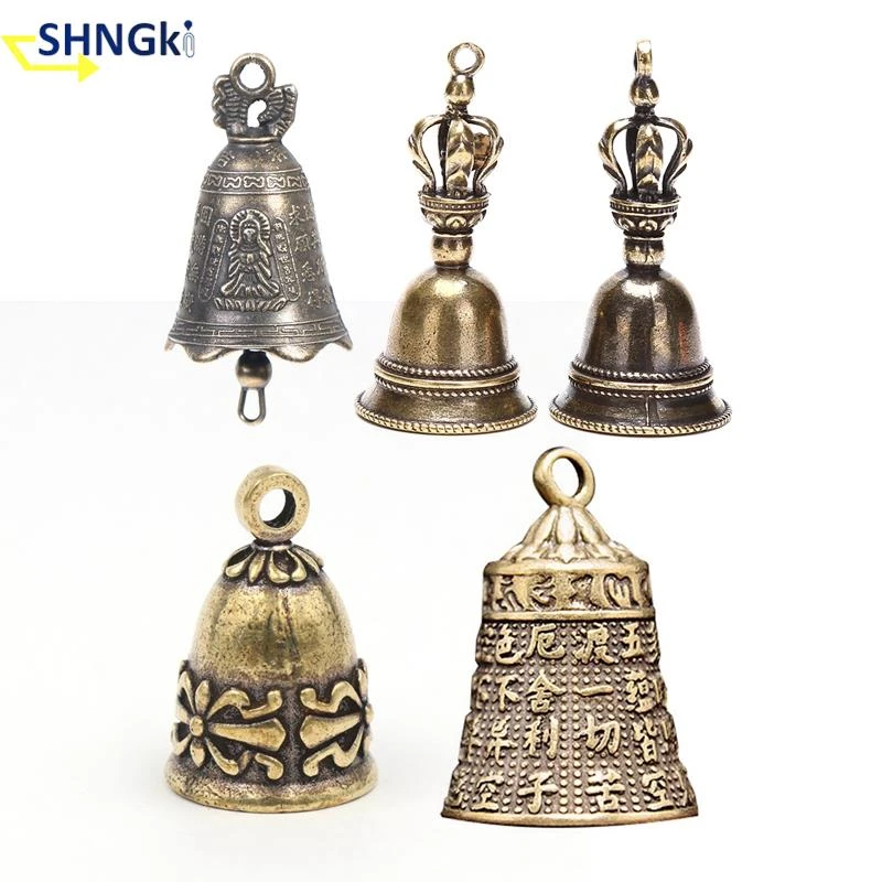 골동품 종 미니 황동 구리 조각, 기도 구아인 종, 수이 풍종, 초대 부처 불교 구아인 종, 2 개 또는 1 개 ...
