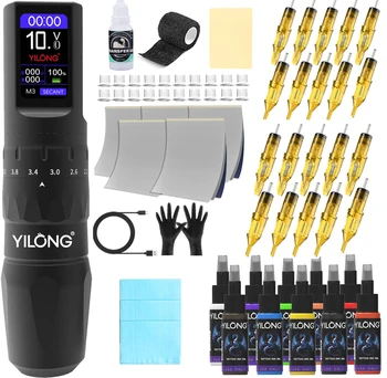 Kit Macchina per Tatuaggi Professionale, Set Completo con Macchina Rotativa a 6 Corsi Regolabile per Trucco Permanente