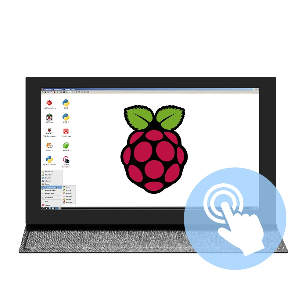 라즈베리 파이 5 LCD TFT 디스플레이, 케이스 포함, 휴대용 모듈, 1024*600 커패시턴스 터치 패널, 전자 스크린 모니터, C타입, 7 인치