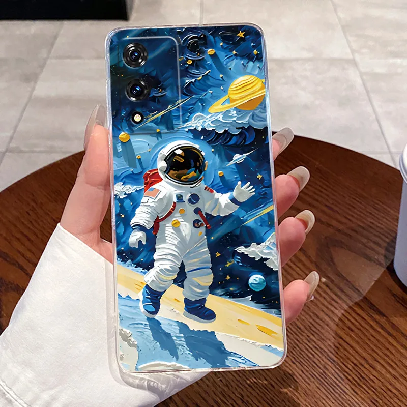 Aesthetic Cute Cat Astronaut Transparent Soft TPU Silicone Phone Case Cover