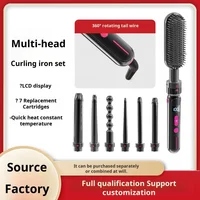 7-in-1 Household LCD ceramic heated straight hair comb Multi functional hair changing curling iron 1