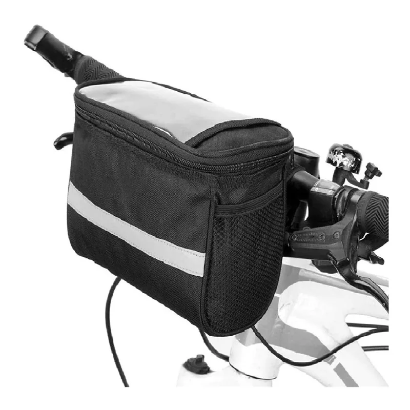 Nylon cycling handlebar bag mounted on road bike