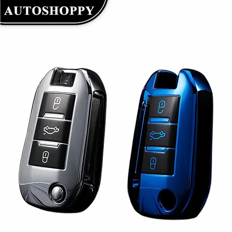 

New Electroplate For Peugeot 307 308 408 508 2008 3008 4008 for Citroen C4 C4L CACTUSC6 C8 Car Key Cover CaseShell Accessories