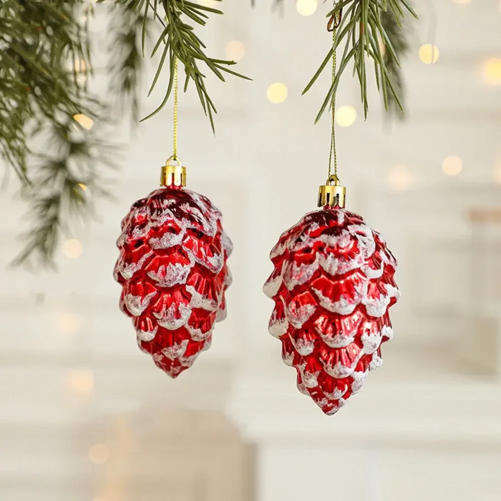 Set of 2 Red & White Santa Claus Christmas Tree Ornaments - Festive Hanging Decorations