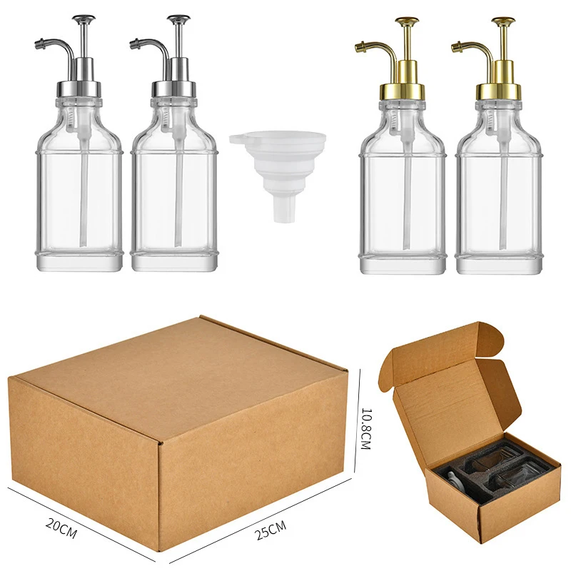 2pcs Soap Pump Dispenser Glass Bottle Bathroom Gel Liquid and Shampoo Dispenser Square Glass Bottles with Pumps Soap Container 5