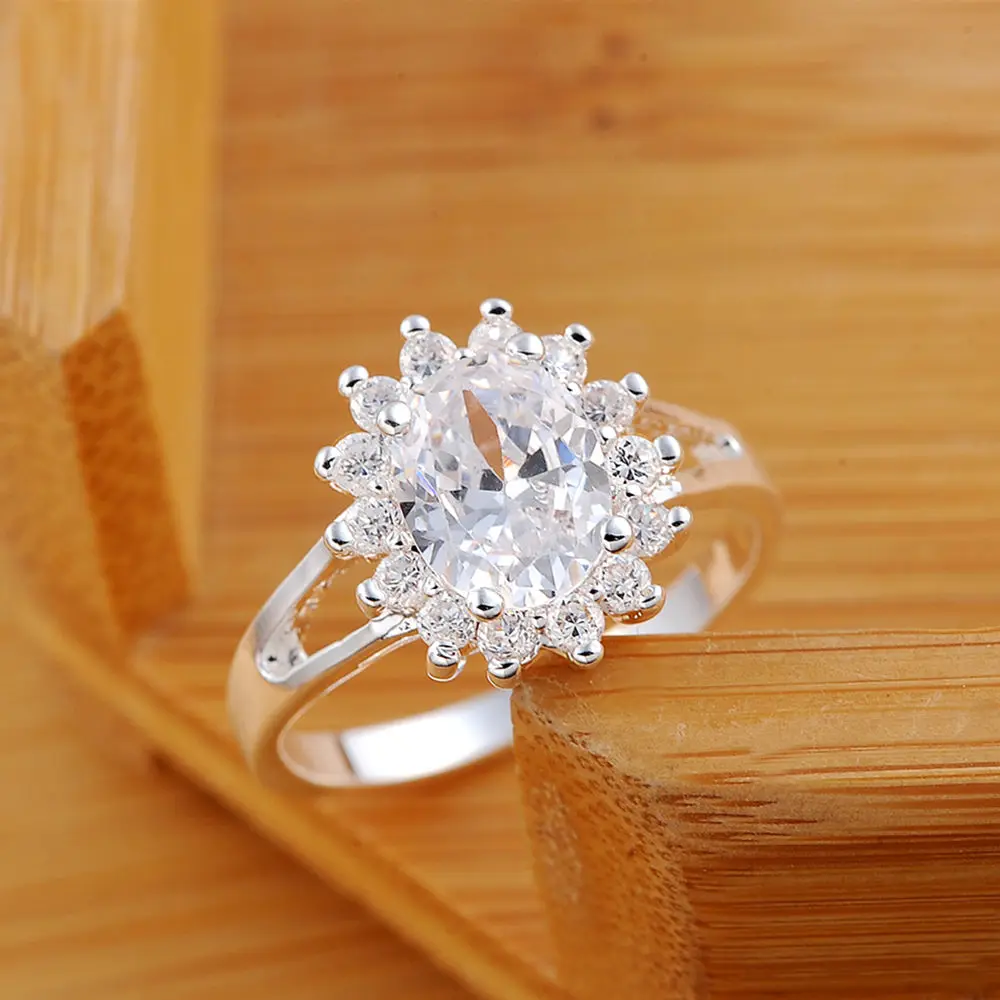 Una Pieza Diamante Anillo De Compromiso Con Solitario De Diamantes De