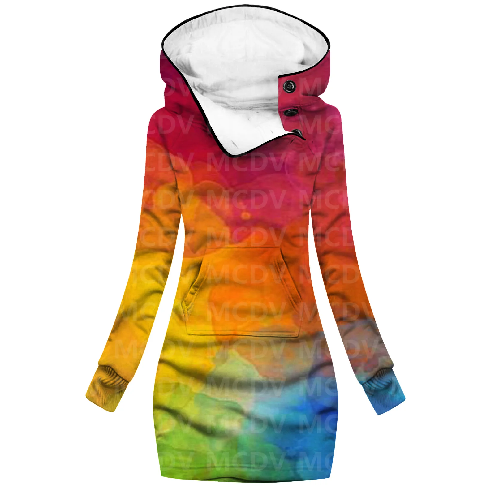 Gradient Art 3D Printed Hoodie Dress Novelty Hoodies Women Casual Long Sleeve Hooded Pullover Tracksuit 01