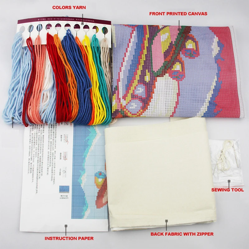DIY Tapered embroidery needlework embroidery on printed canvas kit Cross stitch accessories kit pillowcase home decor 6ct Lion
