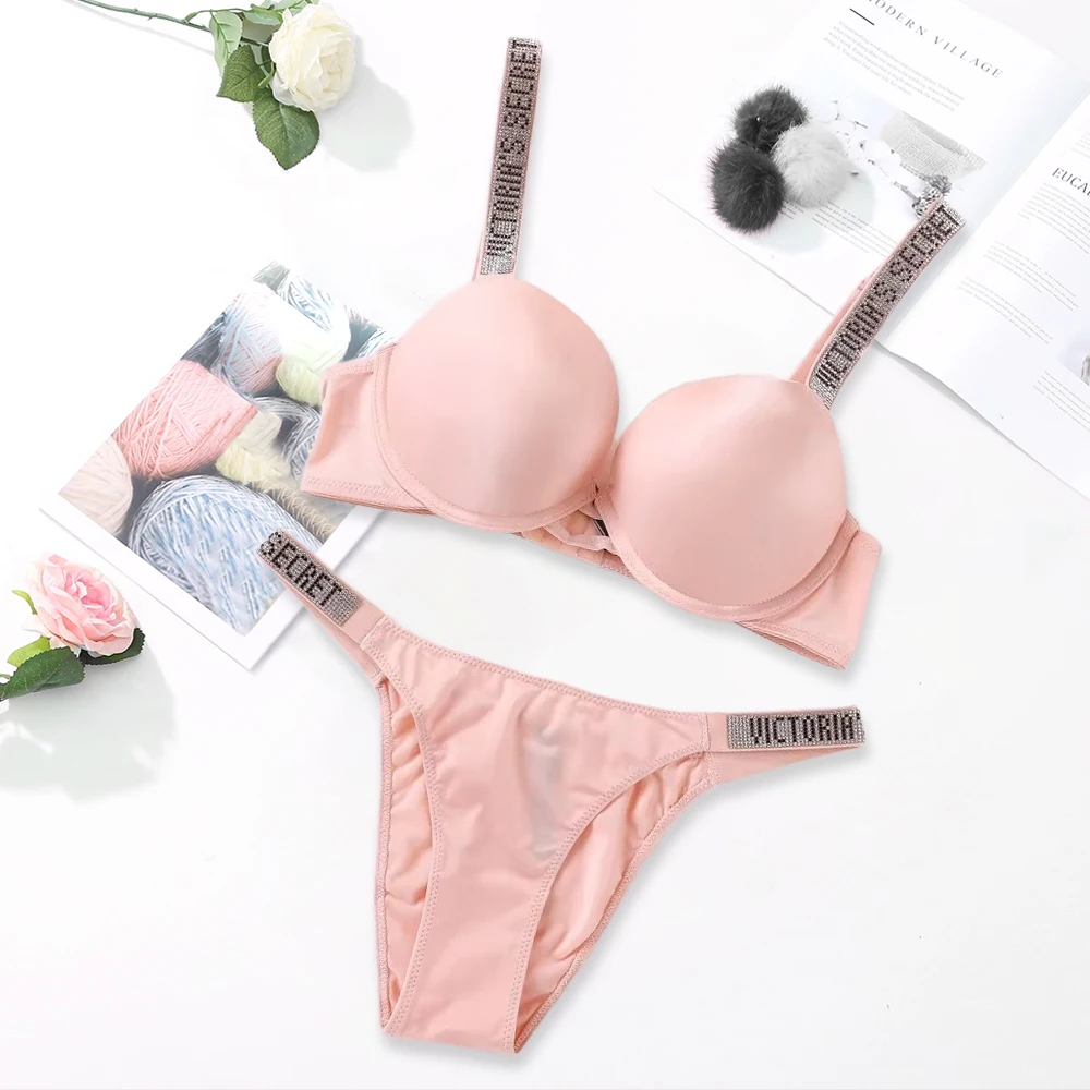 V Bra Panty Set Women Lace Push Up Bralette Seamless Comfortable Breathable Lingerie Home Wear Set Lingerie Set Underwear Set