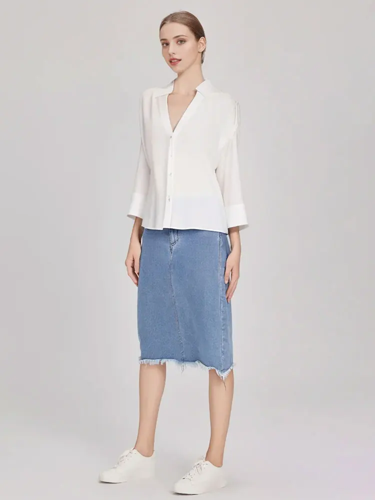 HH Women Fashion Yellow Blouse V Neck Button Drop Sleeves Shirt Summer Female Loose Casual Office Lady Shirts Chic Tops