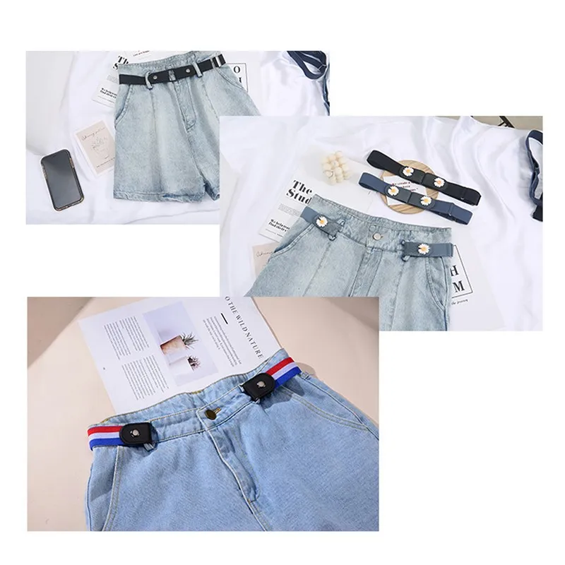 1 Piece Lazy Waist Belt Jeans Waist Stretch Seamless Casual Elastic No Punching No Take Off No Buckle Elastic Waist Belt