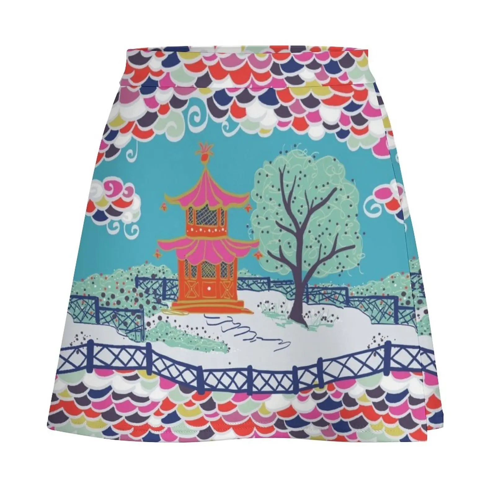 Pagoda Cloud in Brights Mini Skirt Woman clothing festival outfit women short skirt for women short skirt