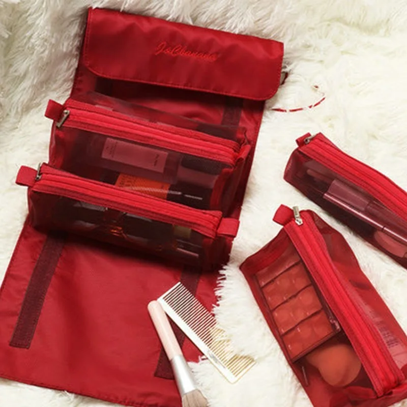 Elegant Women's Travel Cosmetic Organizer - Mesh Makeup Bag & Toiletry Storage Solution