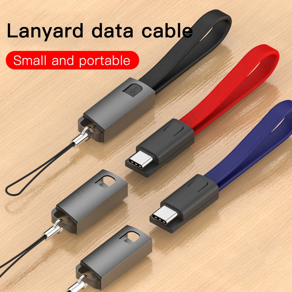 키체인 마이크로 USB Type-C 케이블 삼성 S10 A51 A71 용 고속 충전 케이블 참고 10 충전기 키체인 코드 짧은 케이블 충전기
