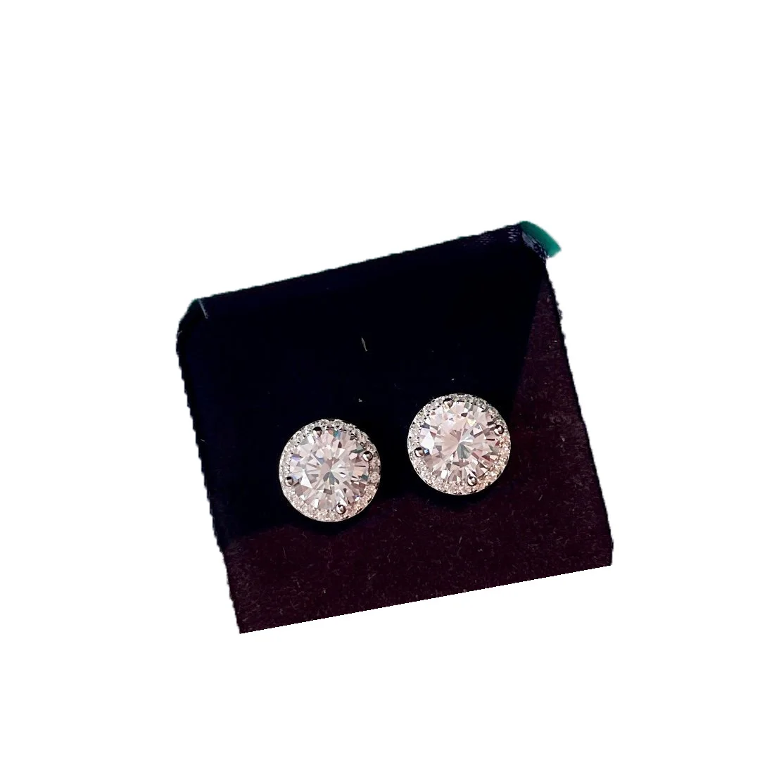 2022 Hot Trend Brand Two Carat Round Diamond Earrings Ear Studs Everyday Wear Versatile Jewelry Atmosphere Banquet