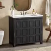 36" Bathroom Vanity Combo with Ceramic Sink,Pedestal Sink Cabinet with 2 Soft-Close Doors, SolidWood Bathroom Cabinet, Vintage 1
