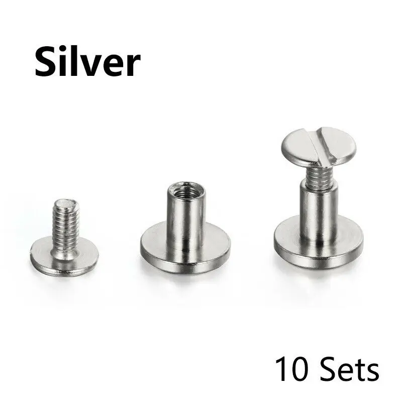 10 Sets Solid Brass and Silver Rivets for Leather and Metal Crafts