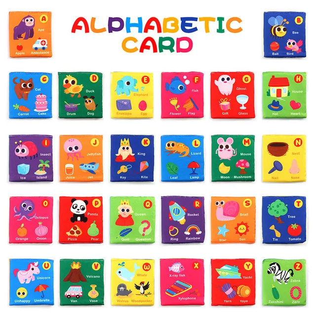 부드러운 아기 알파벳 카드, 조기 교육 장난감