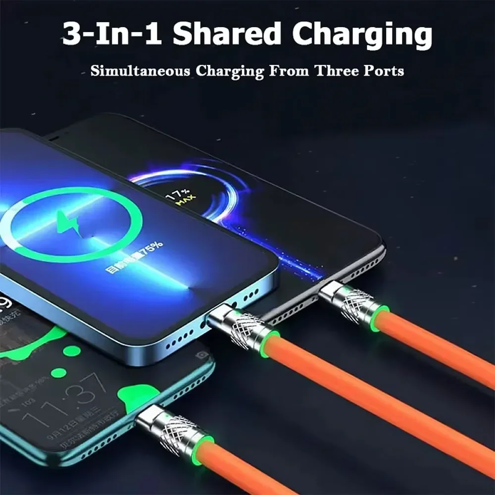 Versatile 3-in-1 Multi-Port Charging Cable
